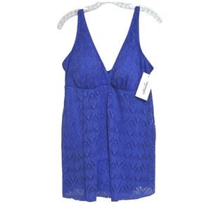 Swimsuits For All Women’s Plus Size 16 Crochet Chevron One Piece Swimdress Blue